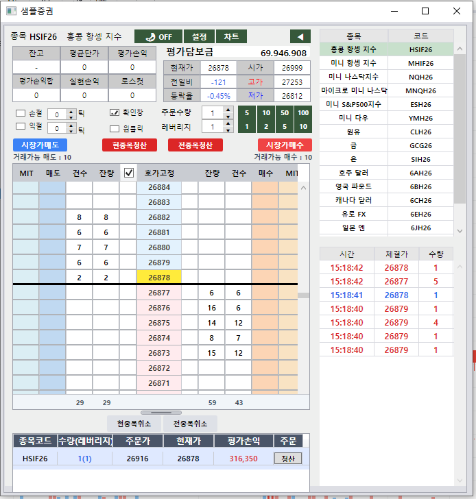HTS 표준 모니터 화면